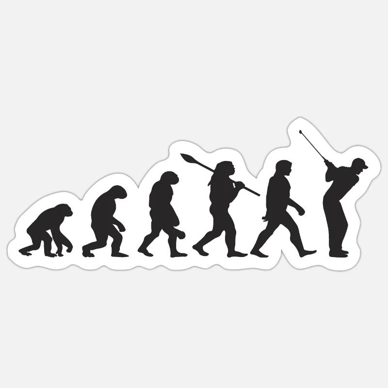 Golf Évolution Rétro Cadeau Pour Golfeurs - Sticker taille S (10 x 10 cm) - blanc mat