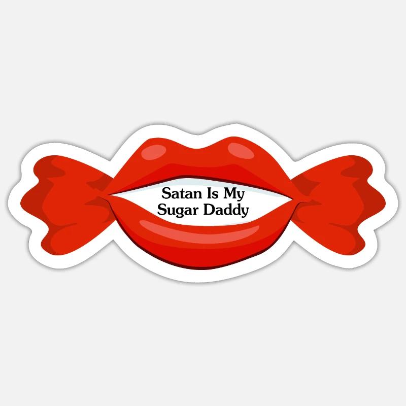 Satan est mon sugar daddy - Lèvres douces Sticker taille S (10 x 10 cm)
