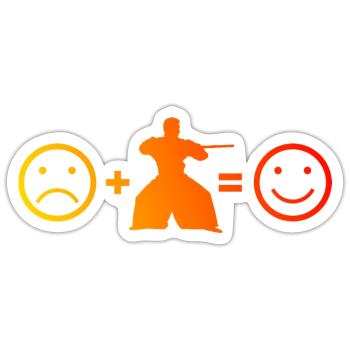 Aikidoka Herren Jungen - Lustiges Aikido - Sticker Größe S (10 x 10 cm) - Mattweiß - Vorne