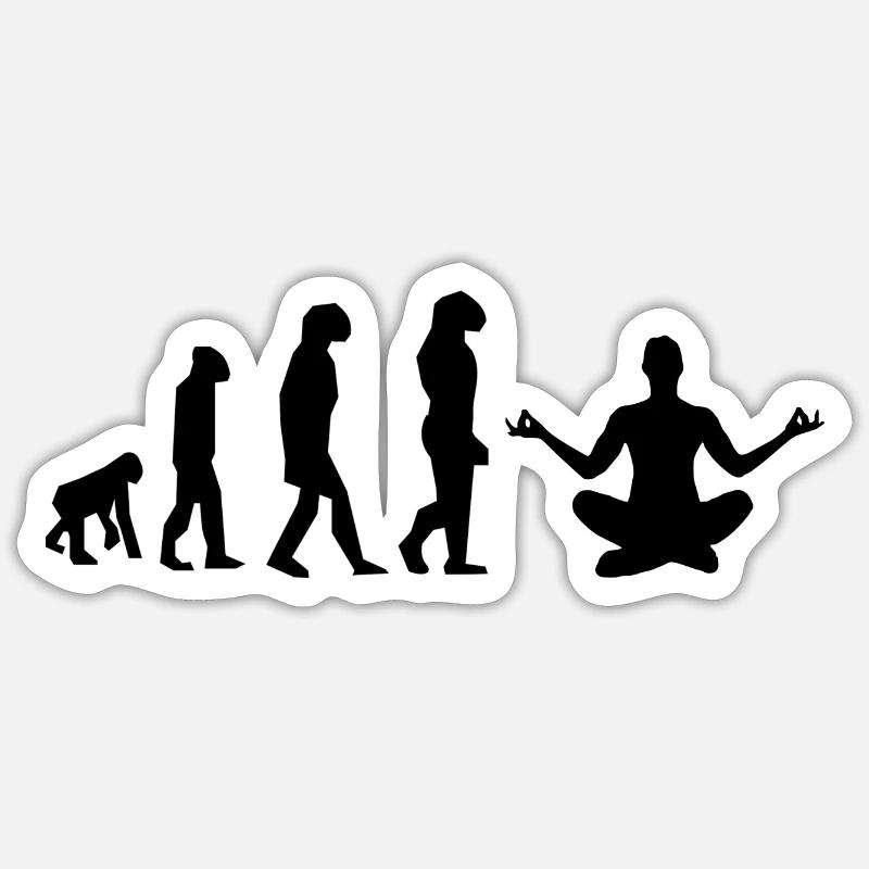 évolution yoga - Sticker taille S (10 x 10 cm) - blanc mat