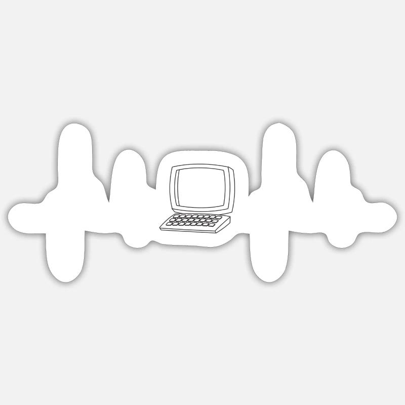 computer heart rate - Sticker size S (10 x 10 cm) - white matte