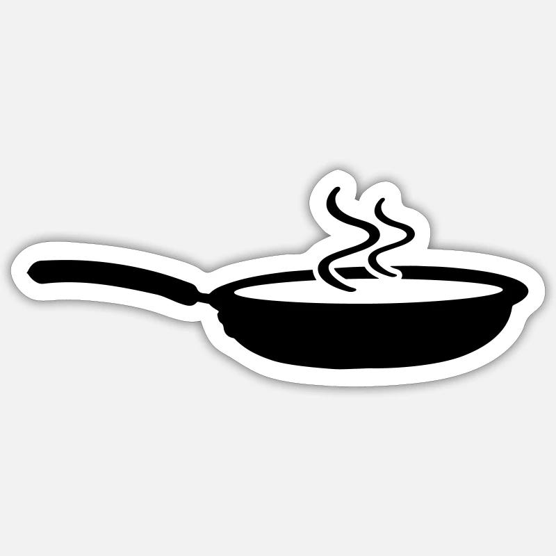 Pfanne Icon - Sticker Größe S (10 x 10 cm) - Mattweiß