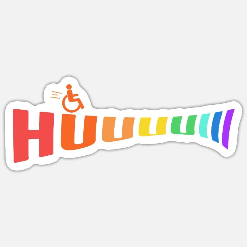 rollstuhlfahrer spruch driving rollstuhl hui bunt - Sticker Größe S (10 x 10 cm) - Mattweiß
