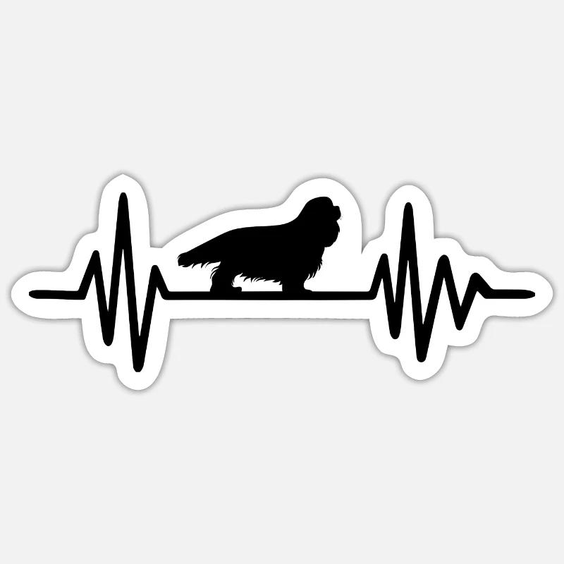 cavalier king Charles spaniel Herzschlag - Sticker Größe S (10 x 10 cm) - Mattweiß