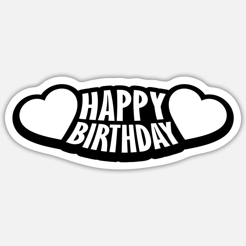 Logo Joyeux anniversaire - Sticker taille S (10 x 10 cm) - blanc mat