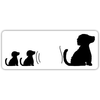 Family well-behaved sitting dogs - Sticker size S (10 x 10 cm) - white matte - Front