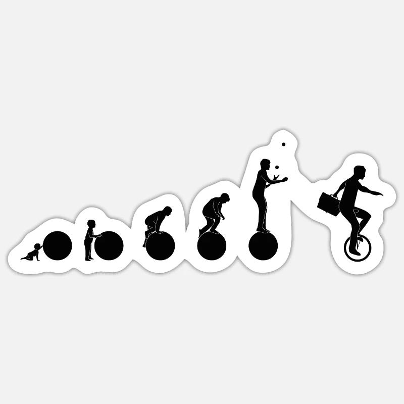 Zirkus evolution Man - Sticker Größe S (10 x 10 cm) - Mattweiß