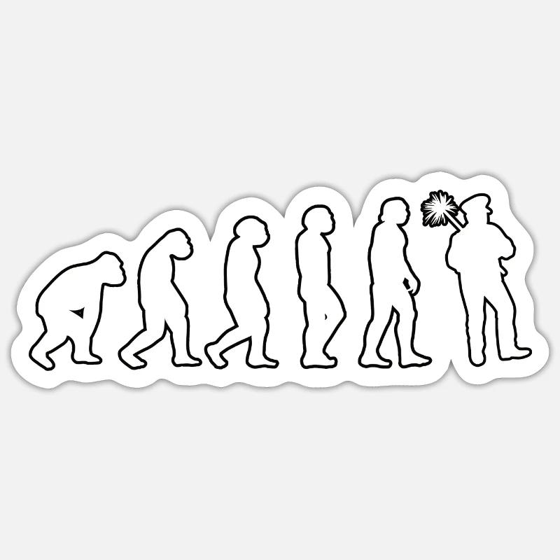 Schornsteinfeger Essenkehrer Evolution Kaminkehrer - Sticker Größe S (10 x 10 cm) - Mattweiß