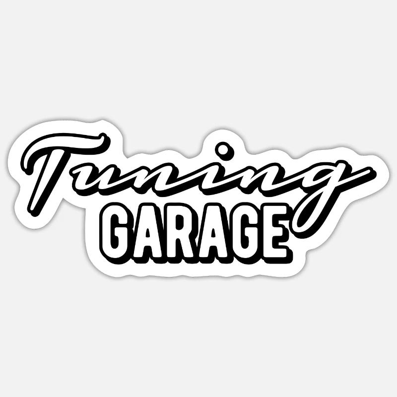 Tuning Garage - Sticker taille S (10 x 10 cm) - blanc mat