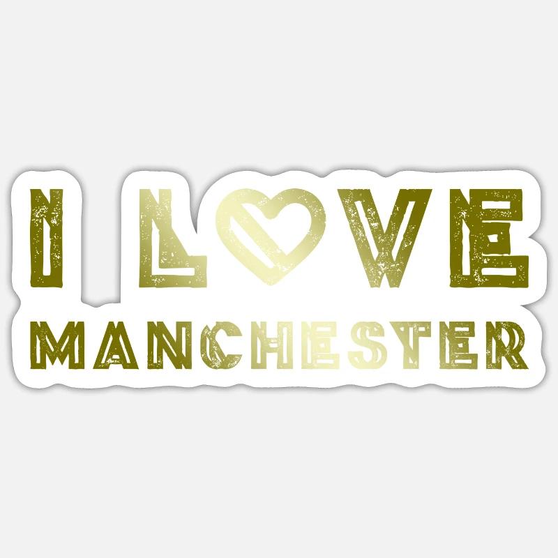 J’aime Manchester - Sticker taille S (10 x 10 cm) - blanc mat