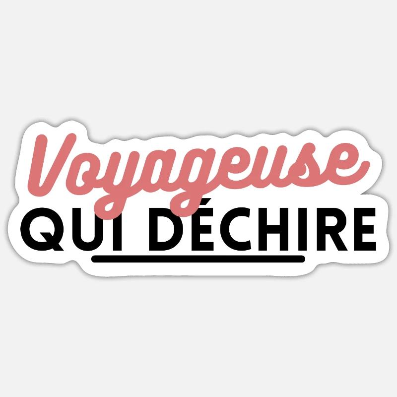 Voyageuse qui déchire - Sticker taille S (10 x 10 cm) - blanc mat