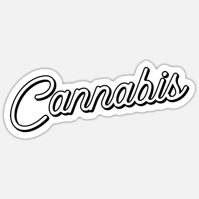 Cannabis - Sticker taille S (10 x 10 cm) - blanc mat