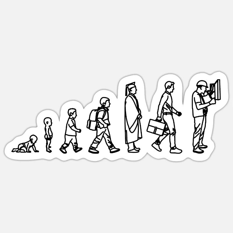 Electrician Evolution - Sticker size S (10 x 10 cm) - white matte