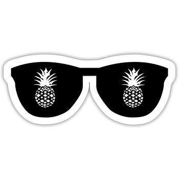 Cool pineapple glasses - Sticker size S (10 x 10 cm) - white matte - Front