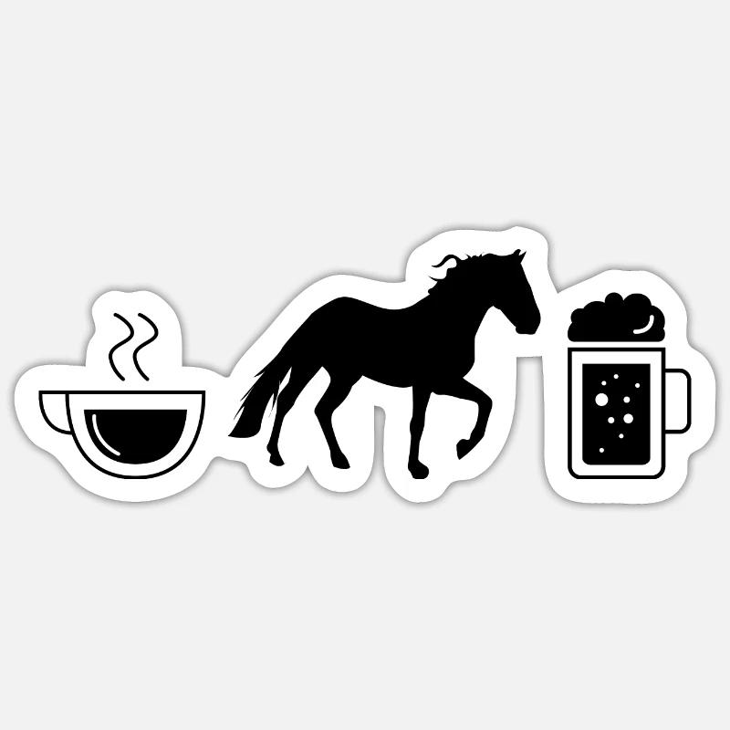 Kaffeebier und Pferd - (3) Sticker Größe S (10 x 10 cm)