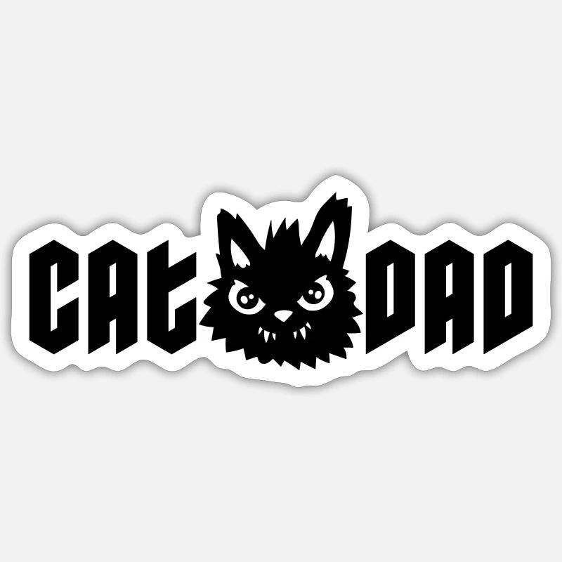 Dangerous cat Cat Dad - Sticker size S (10 x 10 cm) - white matte