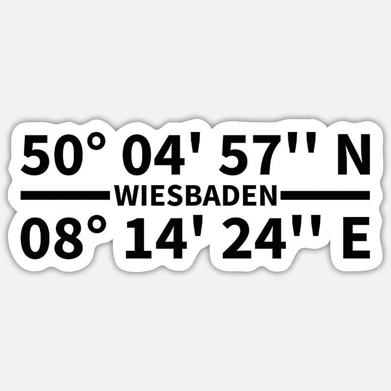 Wiesbaden coordinates - Sticker size S (10 x 10 cm) - white matte