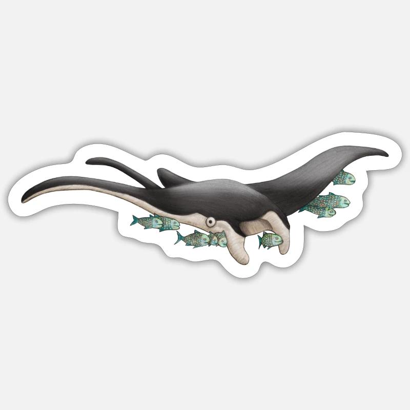 Freundlicher Mantarochen - Sticker Größe S (10 x 10 cm) - Mattweiß