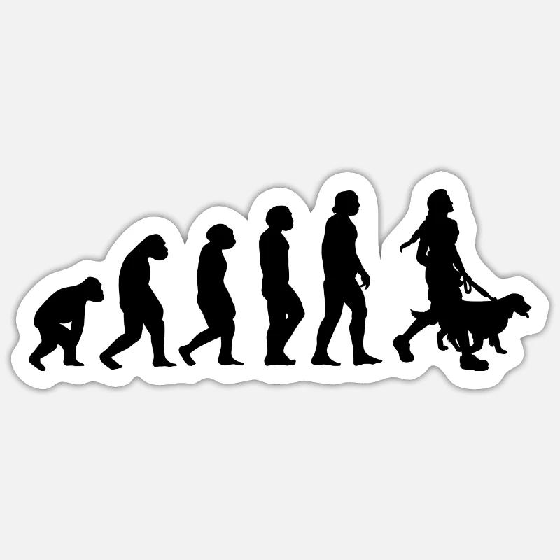 Evolution et Chien - - Sticker taille S (10 x 10 cm) - blanc mat