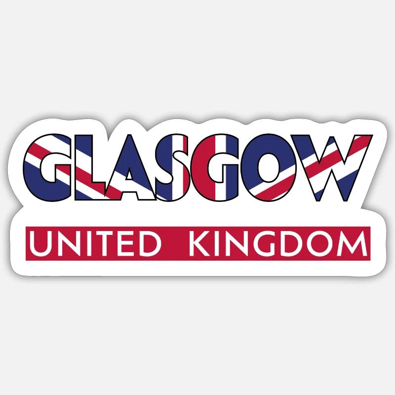 Glasgow - Royaume-Uni - Sticker taille S (10 x 10 cm) - blanc mat