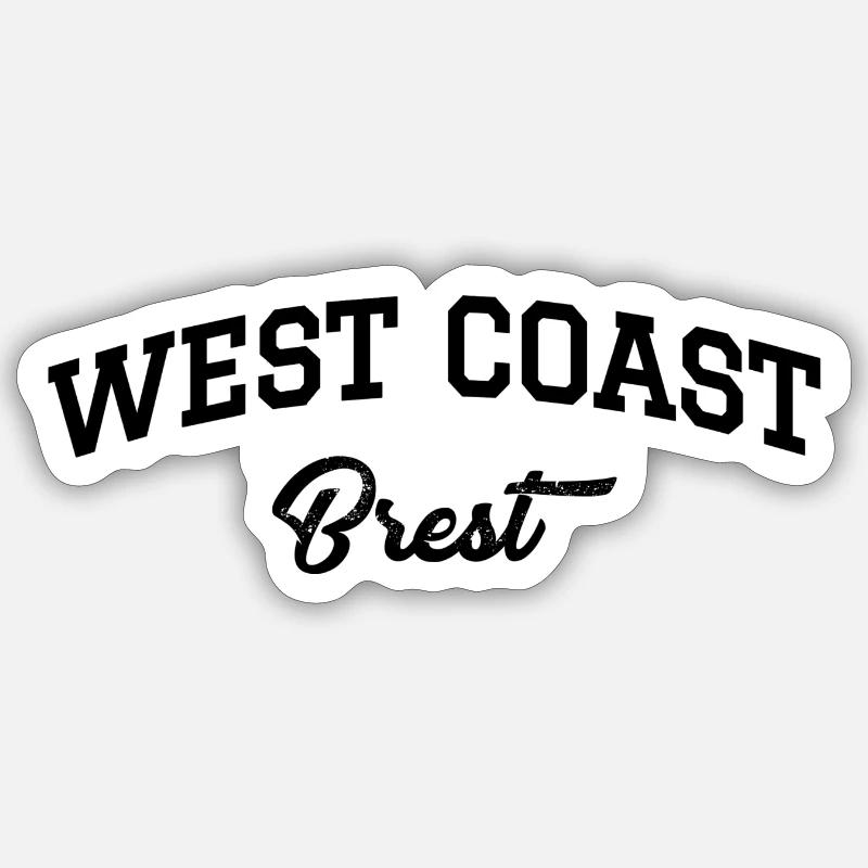 WEST COAST Brest - Sticker taille S (10 x 10 cm) - blanc mat