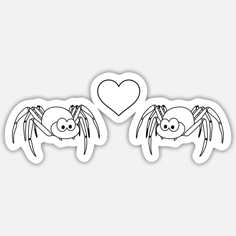 Tarantula Comic Paar Liebe - Sticker Größe S (10 x 10 cm) - Mattweiß