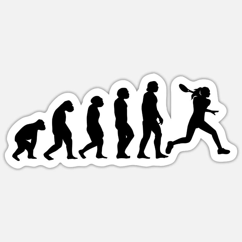 Evolution and Tennis - - Sticker size S (10 x 10 cm) - white matte