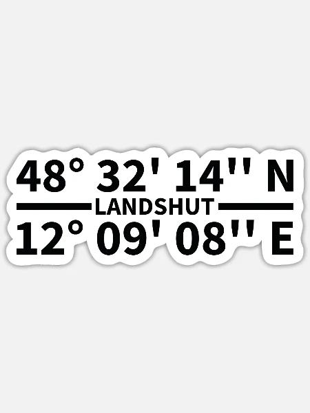 Landshut Koordinaten - Sticker Größe S (10 x 10 cm) - Mattweiß