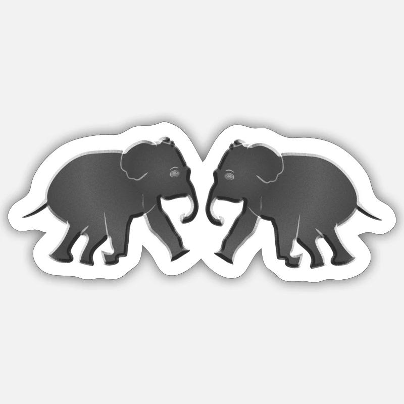 two elephant animals animals - Sticker size S (10 x 10 cm) - white matte