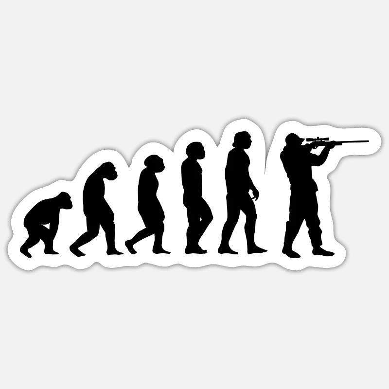 Evolution and Hunting - - Sticker size S (10 x 10 cm) - white matte