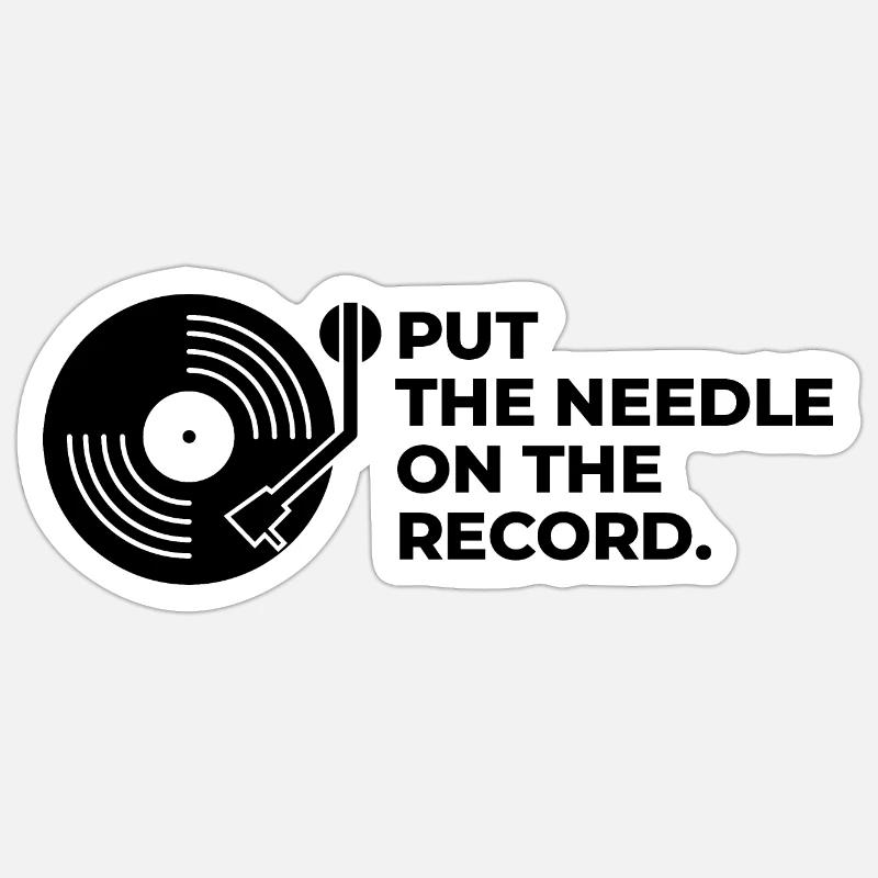Design DJ rétro vinyle - Sticker taille S (10 x 10 cm) - blanc mat