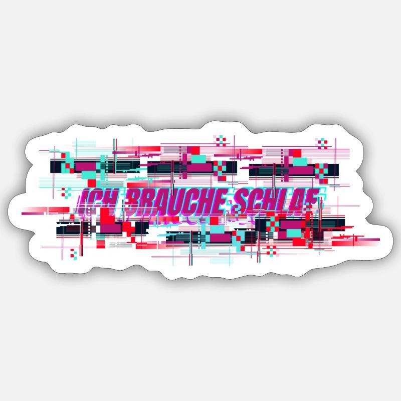 Ich brauche Schlaf glitch effekt - Sticker Größe S (10 x 10 cm) - Mattweiß