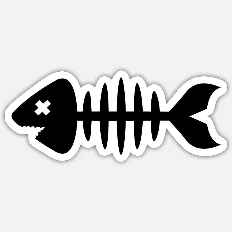 Fish Symbol Bone Bone Sticker size S (10 x 10 cm)