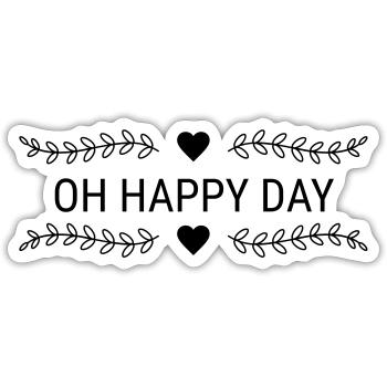 Oh Bonne journée - Sticker taille S (10 x 10 cm) - blanc mat - Devant