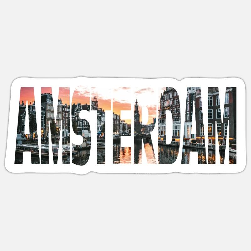 Amsterdam - Sticker taille S (10 x 10 cm) - blanc mat