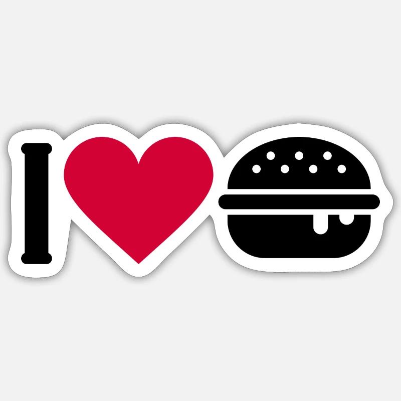 I love burger - Sticker Größe S (10 x 10 cm) - Mattweiß