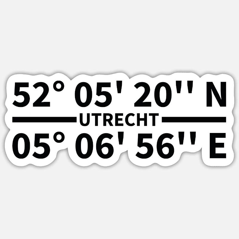 Coordonnées d’Utrecht - Sticker taille S (10 x 10 cm) - blanc mat