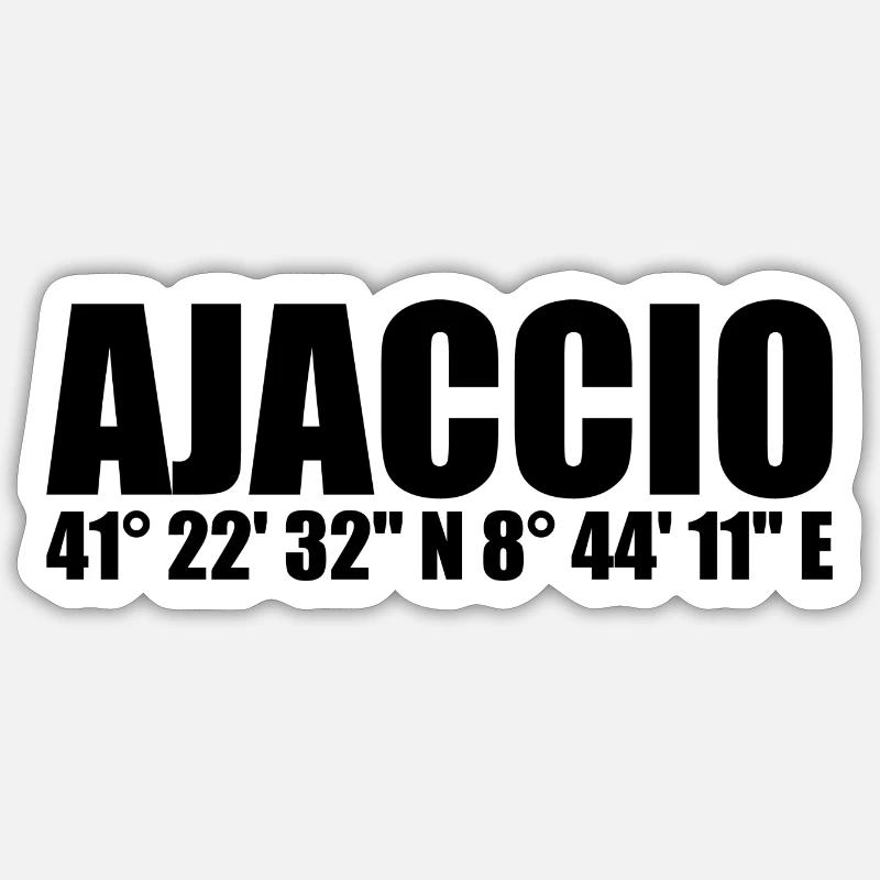 Coordonnées d’Ajaccio - Sticker taille S (10 x 10 cm) - blanc mat
