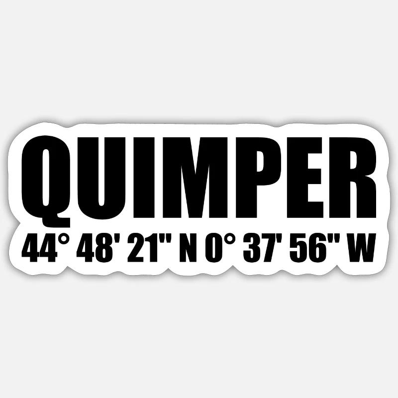 Coordonnées de Quimper - Sticker taille S (10 x 10 cm) - blanc mat