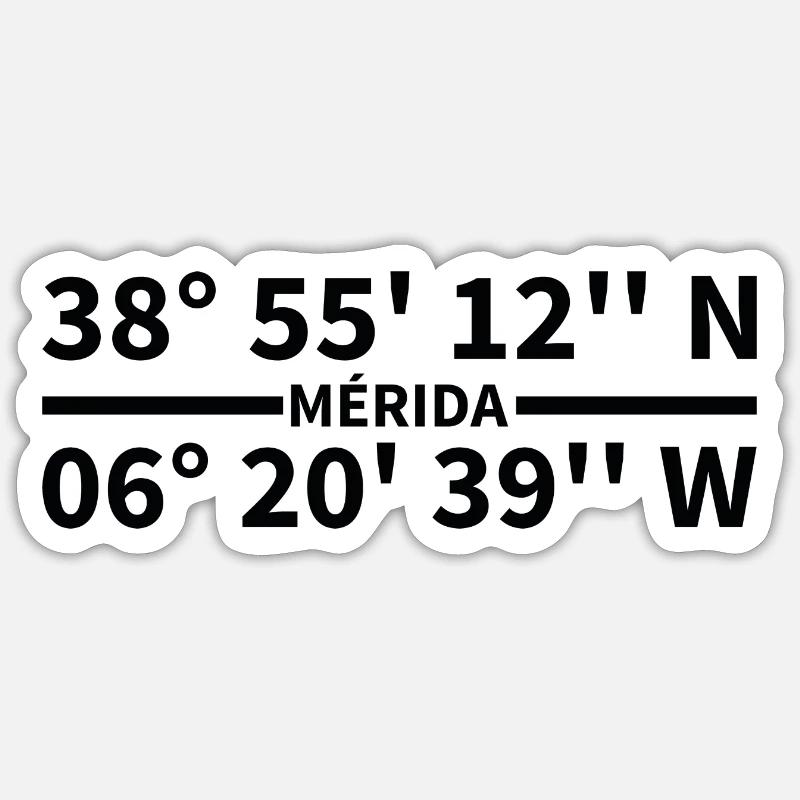 Coordonnées Mérida - Sticker taille S (10 x 10 cm) - blanc mat