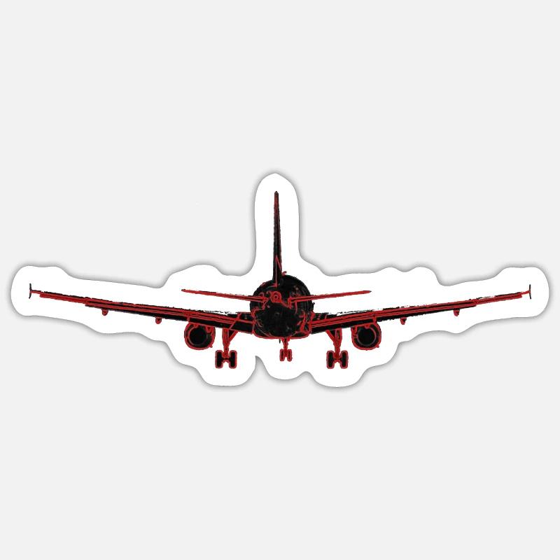 Airplane Neon Red - Sticker size S (10 x 10 cm) - white matte