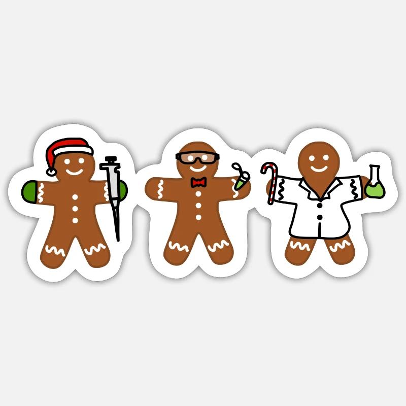 Gingerbread Scientist Guys - Sticker taille S (10 x 10 cm) - blanc mat