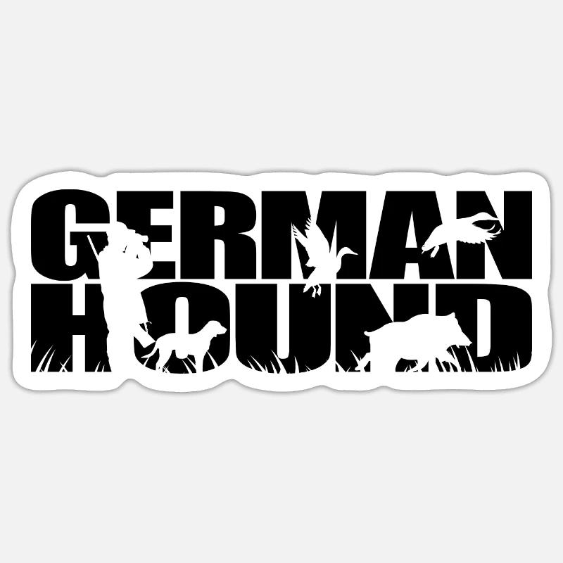 GERMAN HOUND Jagdhunde Jagdhund Wilsigns - Sticker Größe S (10 x 10 cm) - Mattweiß