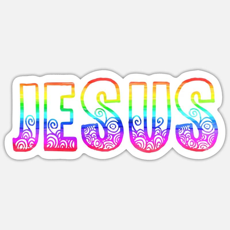 jesus rs regenbogen Sticker Größe S (10 x 10 cm)