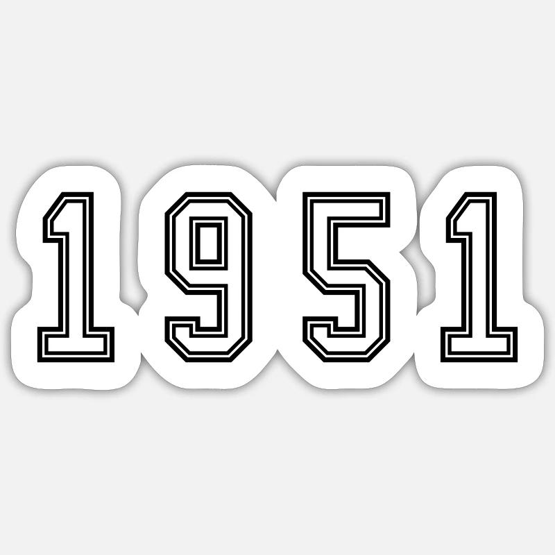 Numéro de l’année 1951 - Sticker taille S (10 x 10 cm) - blanc mat