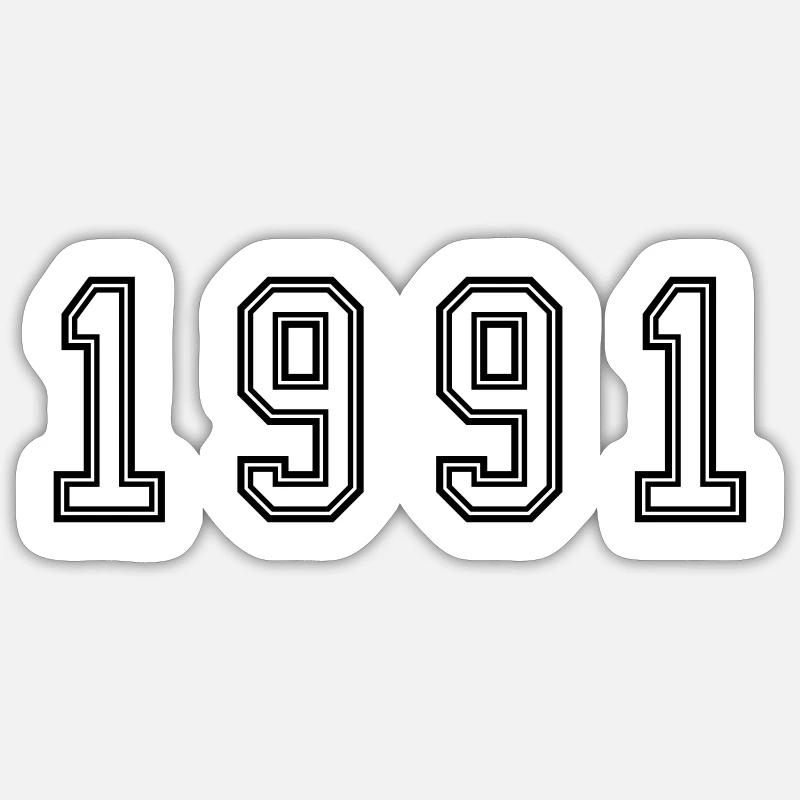 1991 Year Number - Sticker size S (10 x 10 cm) - white matte