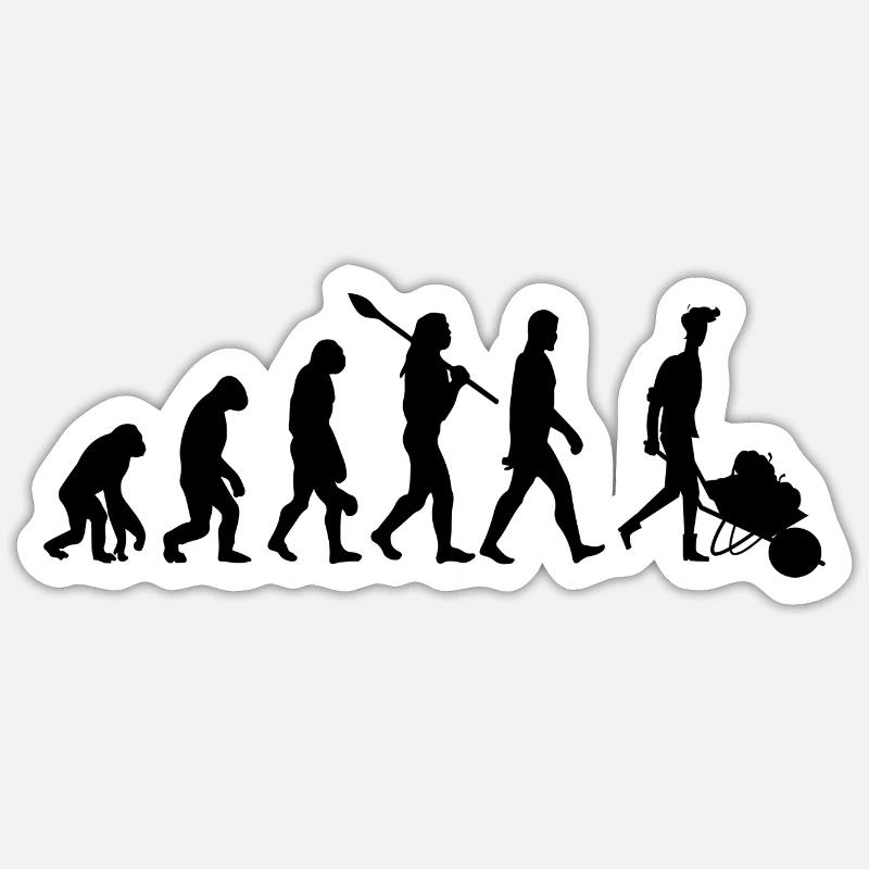 Evolution des Gärtners - Sticker Größe S (10 x 10 cm) - Mattweiß