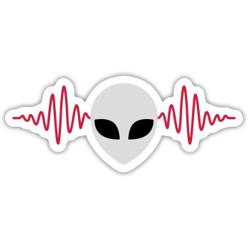 Puls Alien Kopf Herzschlag - Sticker Größe S (10 x 10 cm) - Mattweiß - Vorne