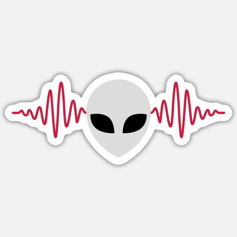 Pulse Alien Head Heartbeat - Sticker size S (10 x 10 cm) - white matte