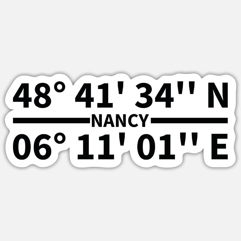 Coordonnées de Nancy - Sticker taille S (10 x 10 cm) - blanc mat